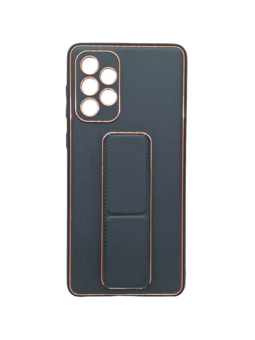 Premium Gold Electroplated Luxury Leather Case with Magnetic Car Mount Holder & Wrist Strap Case Kickstand for Samsung Galaxy A Series - Image 13