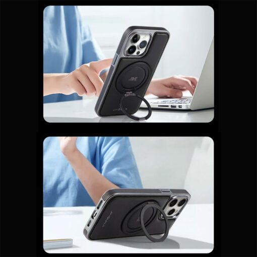 Fun-Casery Magnetic Kickstand Shockproof Leather Case for IPHONE 16/15/14 PRO MAX SERIES - Image 7