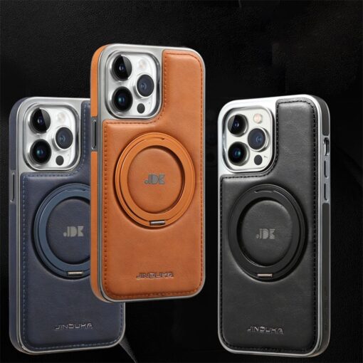 Fun-Casery Magnetic Kickstand Shockproof Leather Case for IPHONE 16/15/14 PRO MAX SERIES - Image 4