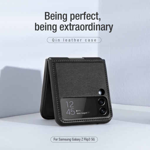 Nillkin Qin Plain Leather + Cloth case for Samsung Galaxy Z Flip3 5G (Z Flip 3 5G) - Image 13