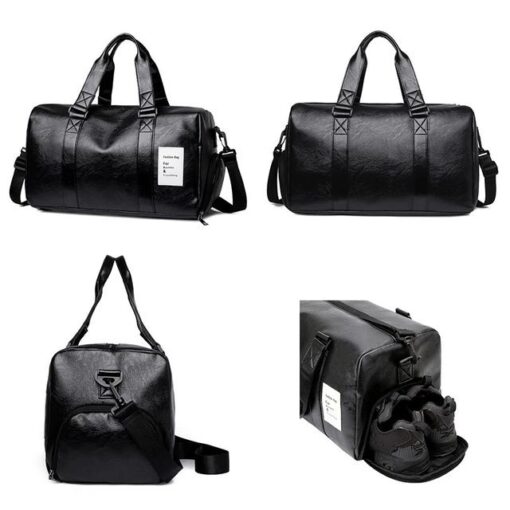 Unisex Travel Soft Leather Duffle Bag - Image 2