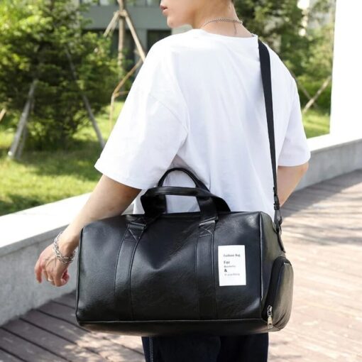 Unisex Travel Soft Leather Duffle Bag - Image 7