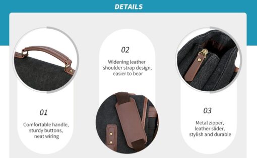 GTREB Vintage Men Briefcases Canvas 14 inch Laptop Bags - Image 3