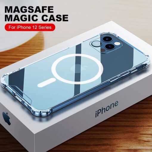 Premium Luxury Metal Plating Camera Protection Clear Back Shockproof Office Design Magsafe Cover for All iPhone 12, 13 and iPhone 14 Series Apple Devices - Image 2