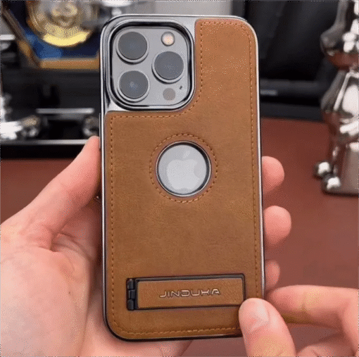JDK Logo Cutout Luxury Plating Bumper Leather Folding Kickstand Phone Case For iPhone 16 15 14 Pro Max Series - Image 18