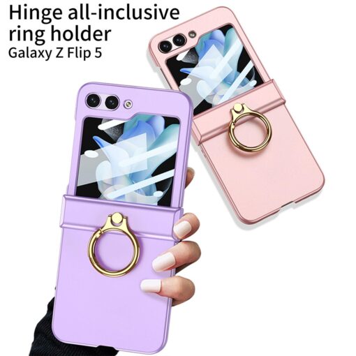 Samsung Galaxy Z Flip 5 5G GKK Ring Holder Hinged Case with Screen Film Protective Cover - Image 10