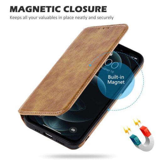 Business Style Premium RFID Blocking PU Leather Magnetic Wallet Flip Case for iPhone 13 Pro Max - Image 7