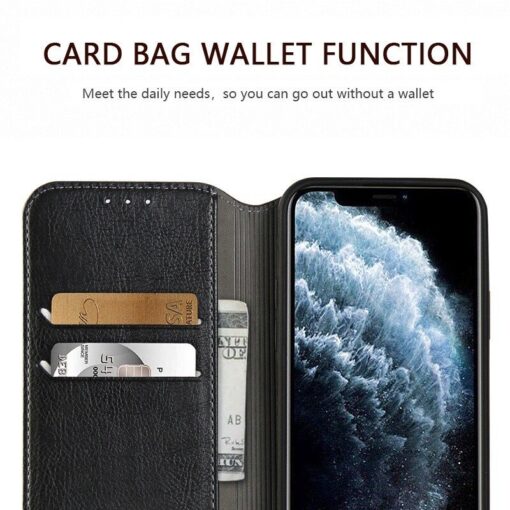Business Style Premium RFID Blocking PU Leather Magnetic Wallet Flip Case for iPhone 13 Pro Max - Image 6