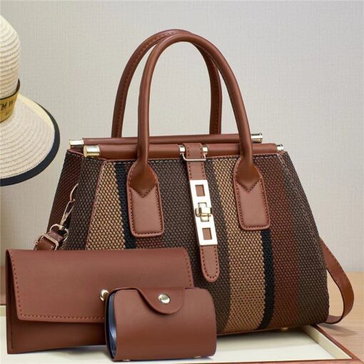 Molodo 3 in 1 Crossbody Bags for Women Stylish Satchel Handbag Canvas Tote Bag for Work Travel with wallet bags - Image 5