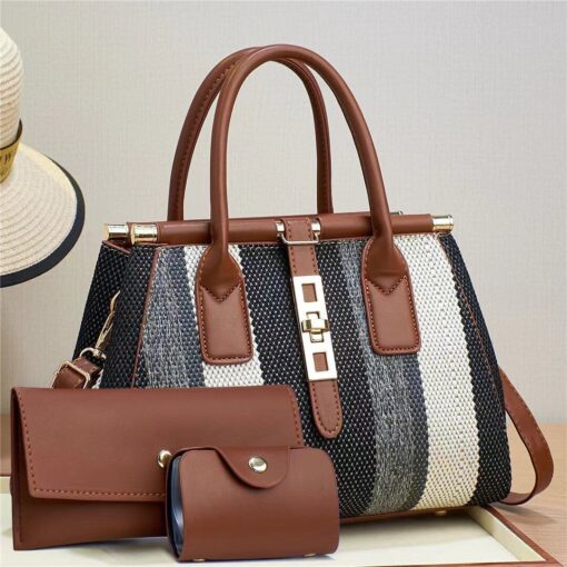 Molodo 3 in 1 Crossbody Bags for Women Stylish Satchel Handbag Canvas Tote Bag for Work Travel with wallet bags - Image 8