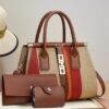 Molodo 3 in 1 Crossbody Bags for Women Stylish Satchel Handbag Canvas Tote Bag for Work Travel with wallet bags
