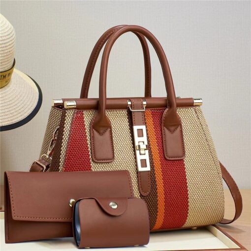Molodo 3 in 1 Crossbody Bags for Women Stylish Satchel Handbag Canvas Tote Bag for Work Travel with wallet bags
