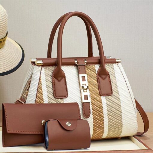 Molodo 3 in 1 Crossbody Bags for Women Stylish Satchel Handbag Canvas Tote Bag for Work Travel with wallet bags - Image 6