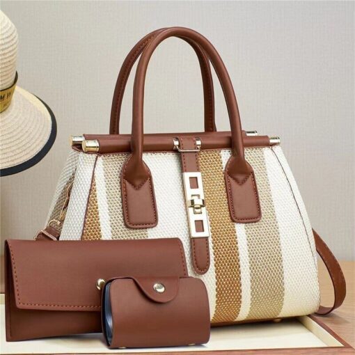 Molodo 3 in 1 Crossbody Bags for Women Stylish Satchel Handbag Canvas Tote Bag for Work Travel with wallet bags - Image 2
