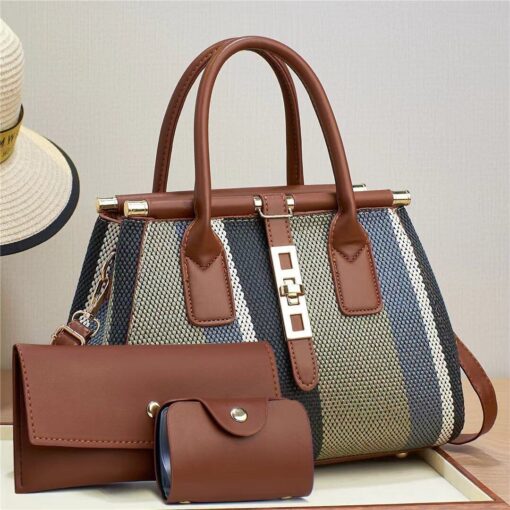 Molodo 3 in 1 Crossbody Bags for Women Stylish Satchel Handbag Canvas Tote Bag for Work Travel with wallet bags - Image 4