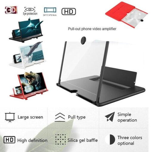 3D HD Phone Foldable Stand Screen Holder 12" Screen Amplifier - Image 7