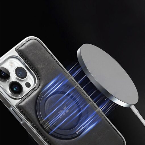 Fun-Casery Magnetic Kickstand Shockproof Leather Case for IPHONE 16/15/14 PRO MAX SERIES - Image 3