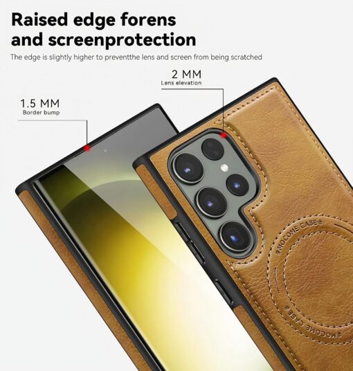Samsung Galaxy S22/S23/S24 Ultra Luxury Premium PU Leather Invisible Stand Magnetic Wireless Charging Case - Image 13