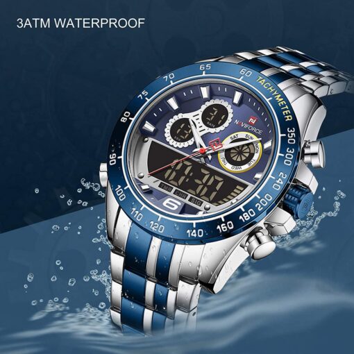 NAVIFORCE Mens Analog Digital Sport Watches Waterproof Multifunction Chronograph Silicone Strap Watch - Image 2