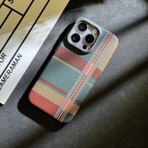 British Style Carbon Fiber Tartan MagSafe Case for iPhone Series - Image 17