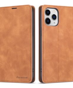 Fornwenw Genuine Leather Flip Cover for iPhone 12 Series