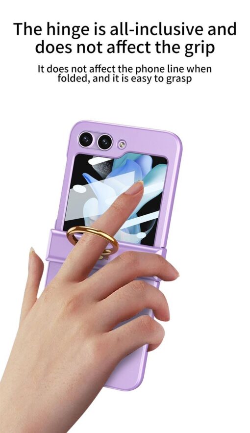 Samsung Galaxy Z Flip 5 5G GKK Ring Holder Hinged Case with Screen Film Protective Cover - Image 3