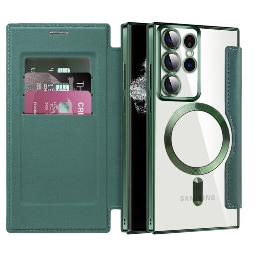 Samsung Galaxy S21/S22/S23 Ultra MagSafe Magnetic Absorption Leather Wallet Flip Case with Lens Protection - Image 7