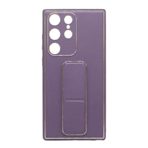 Samsung Galaxy S22/S23 Series Premium Gold Electroplated Luxury Leather Case with Magnetic Car Mount Holder & Wrist Strap Case Kickstand - Image 4