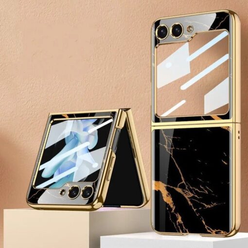 Samsung Galaxy Z Flip 5/6 5G Shockproof Plating marble Cover - Image 5