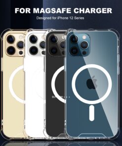 Premium Luxury Metal Plating Camera Protection Clear Back Shockproof Office Design Magsafe Cover for All iPhone 12, 13 and iPhone 14 Series Apple Devices