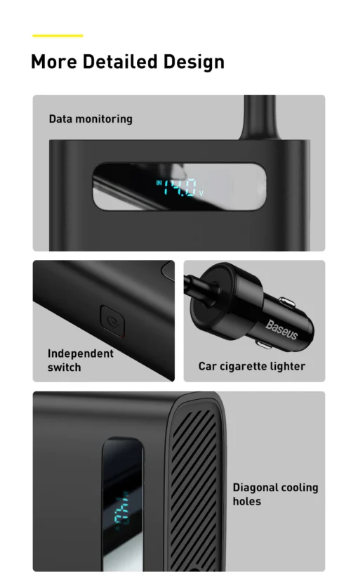 Baseus Power Inverter DC 12V to AC 220V 150W Dual Port Fast Charging Car Power Station - Image 4