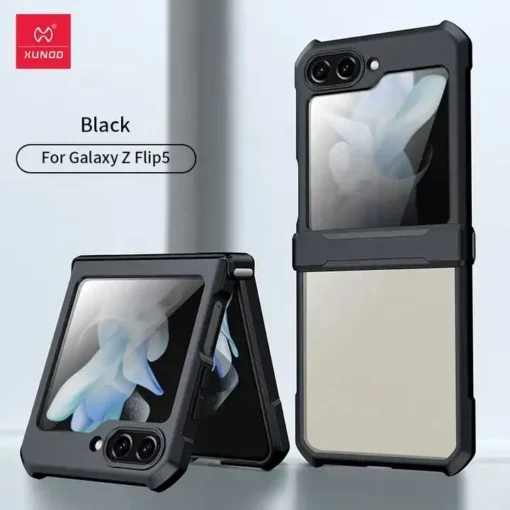Xundd For Samsung Galaxy Z Flip 5 Case Airbags Hinge Shockproof Transparent Cover