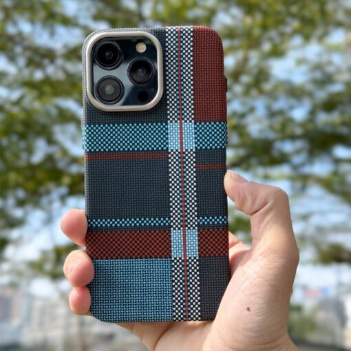British Style Carbon Fiber Tartan MagSafe Case for iPhone Series - Image 2