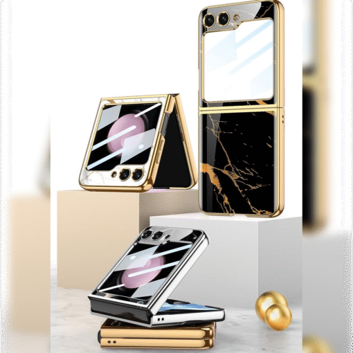 Samsung Galaxy Z Flip 5/6 5G Shockproof Plating marble Cover - Image 7