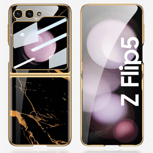 Samsung Galaxy Z Flip 5/6 5G Shockproof Plating marble Cover - Image 2