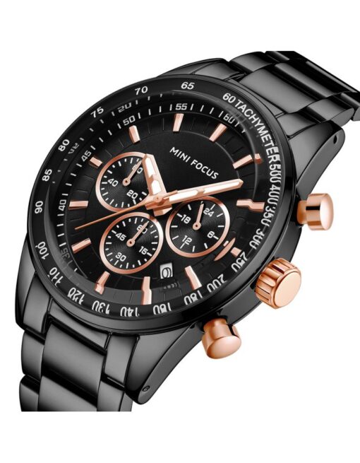 MINI FOCUS Waterproof Sport Watch Chronograph Men Casual Stainless Steel Quartz Clock
