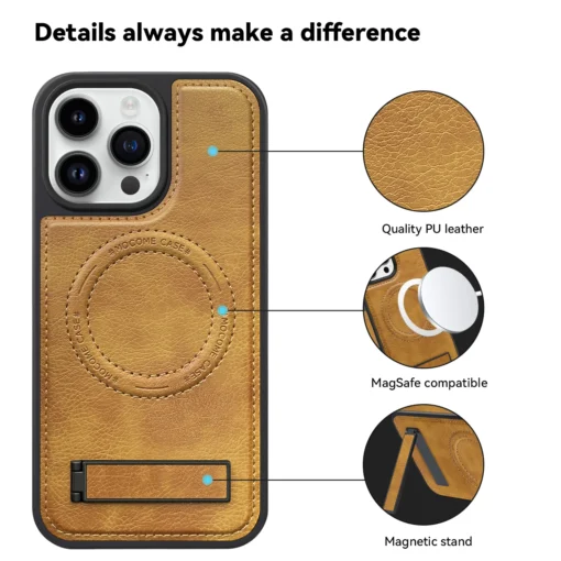 Luxury Magnetic Back Cover Wireless Charging Leather  Case For iPhone 13 14 15 16 ProMax Series - Image 9