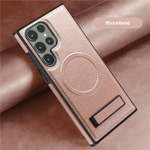 Samsung Galaxy S22/S23/S24 Ultra Luxury Premium PU Leather Invisible Stand Magnetic Wireless Charging Case - Image 20