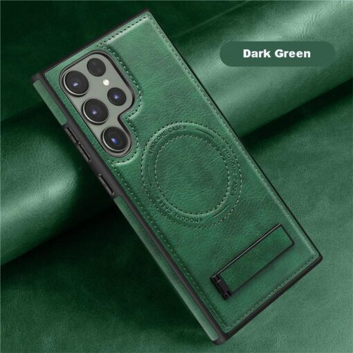 Samsung Galaxy S22/S23/S24 Ultra Luxury Premium PU Leather Invisible Stand Magnetic Wireless Charging Case - Image 23