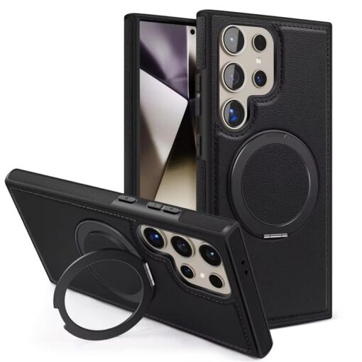 Samsung Galaxy S22 S23 S24 S25 Ultra Series Magsafe Leather 360° Adjustable Ring Shockproof Protective Slim Stand Case - Image 14