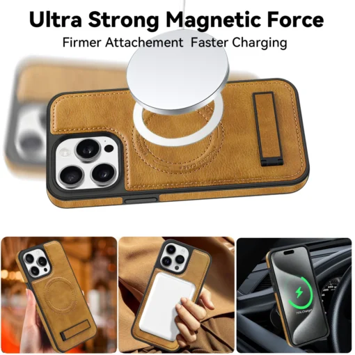 Luxury Magnetic Back Cover Wireless Charging Leather  Case For iPhone 13 14 15 16 ProMax Series - Image 10