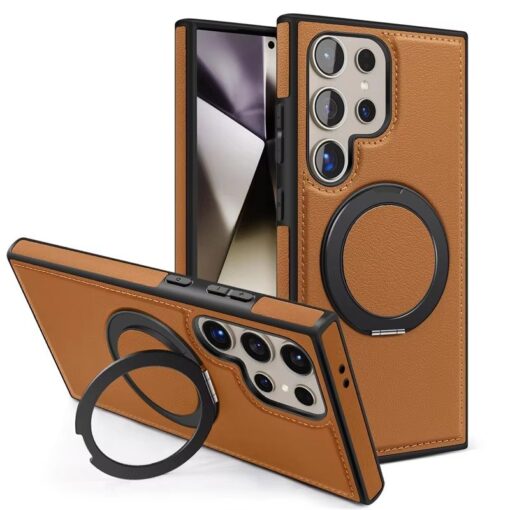 Samsung Galaxy S22 S23 S24 S25 Ultra Series Magsafe Leather 360° Adjustable Ring Shockproof Protective Slim Stand Case - Image 15