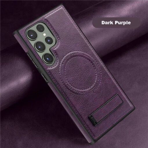 Samsung Galaxy S22/S23/S24 Ultra Luxury Premium PU Leather Invisible Stand Magnetic Wireless Charging Case - Image 26