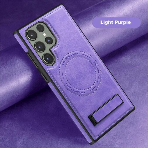 Samsung Galaxy S22/S23/S24 Ultra Luxury Premium PU Leather Invisible Stand Magnetic Wireless Charging Case - Image 22