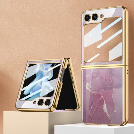 Samsung Galaxy Z Flip 5/6 5G Shockproof Plating marble Cover - Image 4