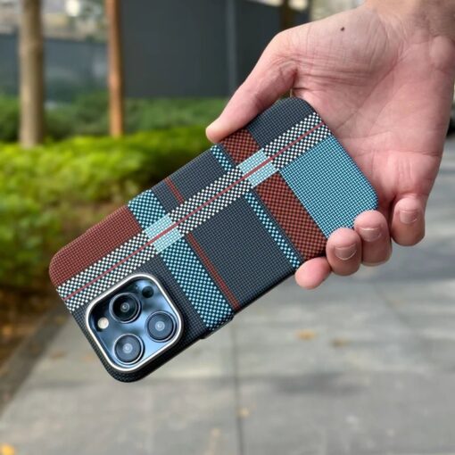 British Style Carbon Fiber Tartan MagSafe Case for iPhone Series - Image 16