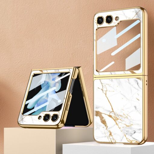 Samsung Galaxy Z Flip 5/6 5G Shockproof Plating marble Cover - Image 3