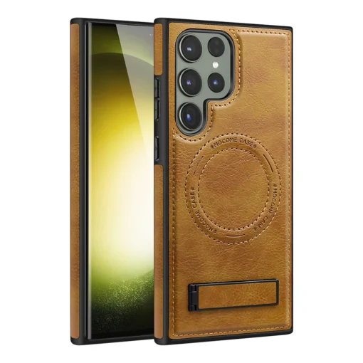 Samsung Galaxy S22/S23/S24 Ultra Luxury Premium PU Leather Invisible Stand Magnetic Wireless Charging Case - Image 15