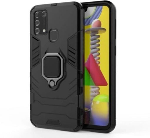 Samsung Galaxy M31 Case Luxury Ring Back Cover Case +3D Tempered Glass Protector - Image 18