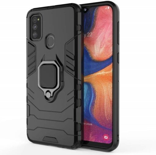 Samsung Galaxy M31 Case Luxury Ring Back Cover Case +3D Tempered Glass Protector - Image 9